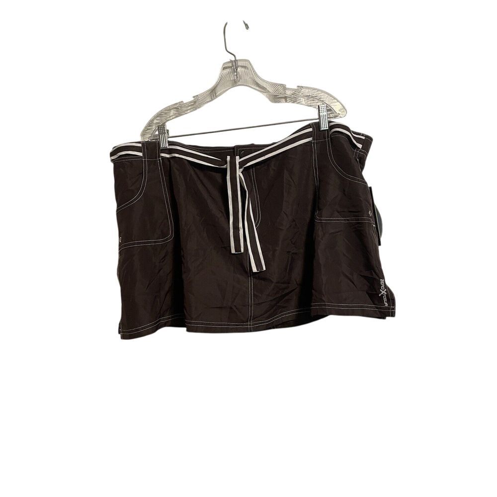 Zeroxposur Belted Skirtini Brown Swim Skirt NWT Size 24W Elastic Waist Pockets